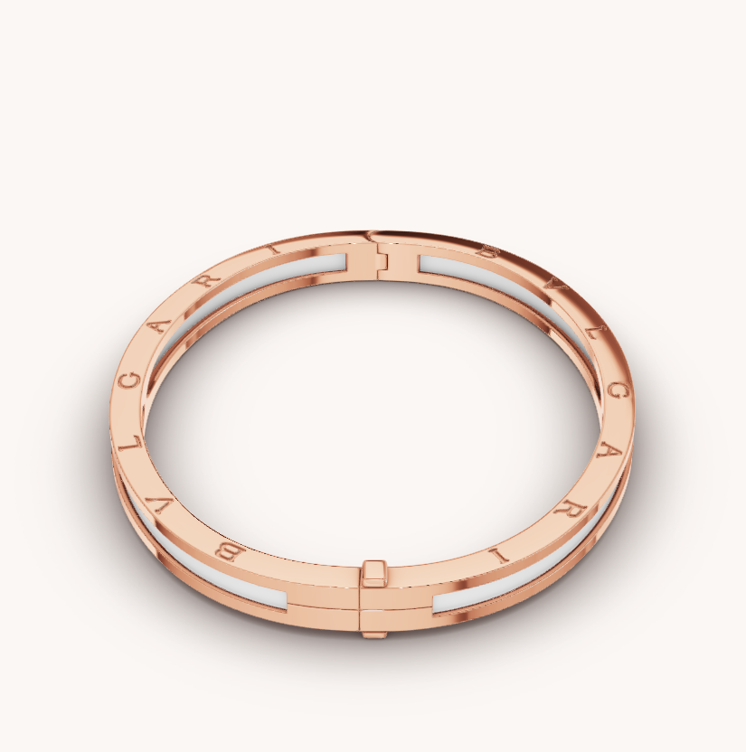 [⭐Sparkve]ZERO 1 PINK GOLD WITH WHITE CERAMIC BRACELET