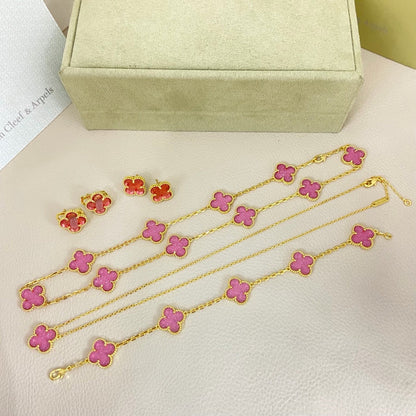 [⭐Sparkve]CLOVER 10 MOTIFS  NEW BUBBLE PINK ENAMEL