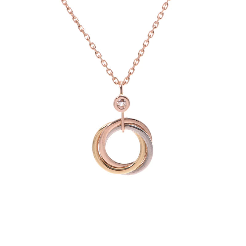 [⭐Sparkve]TRINITY SILVER GOLD PINK GOLD NECKLACE