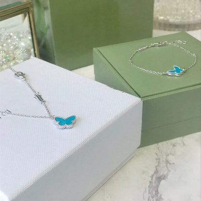 [⭐Sparkve]BUTTERFLY TURQUOISE BUTTERFLY BRACELET SILVER