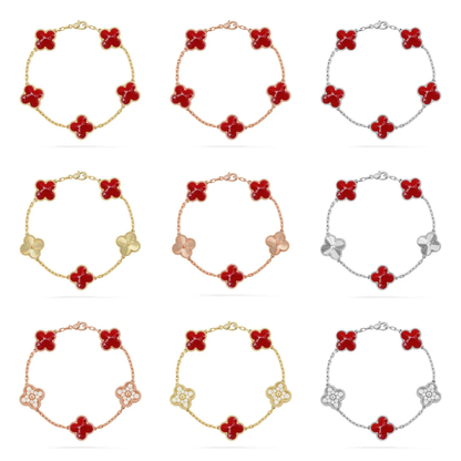 [⭐Sparkve]CLOVER 5 MOTIF RED PATTERN BRACELET COLLECTION