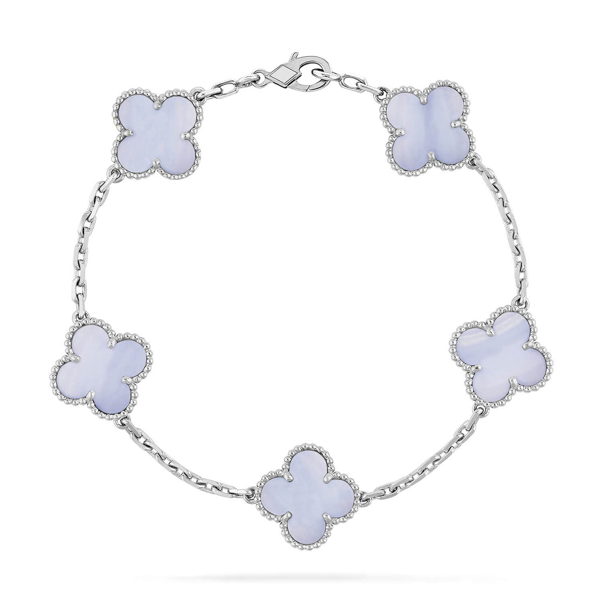[⭐Sparkve] CLOVER 5 MOTIF PURPLE CHALCEDONY BRACELET COLLECTION