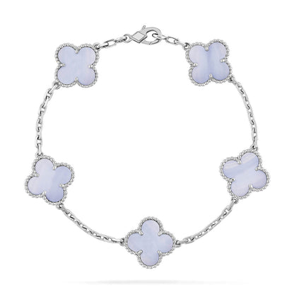 [⭐Sparkve] CLOVER 5 MOTIF PURPLE CHALCEDONY BRACELET COLLECTION