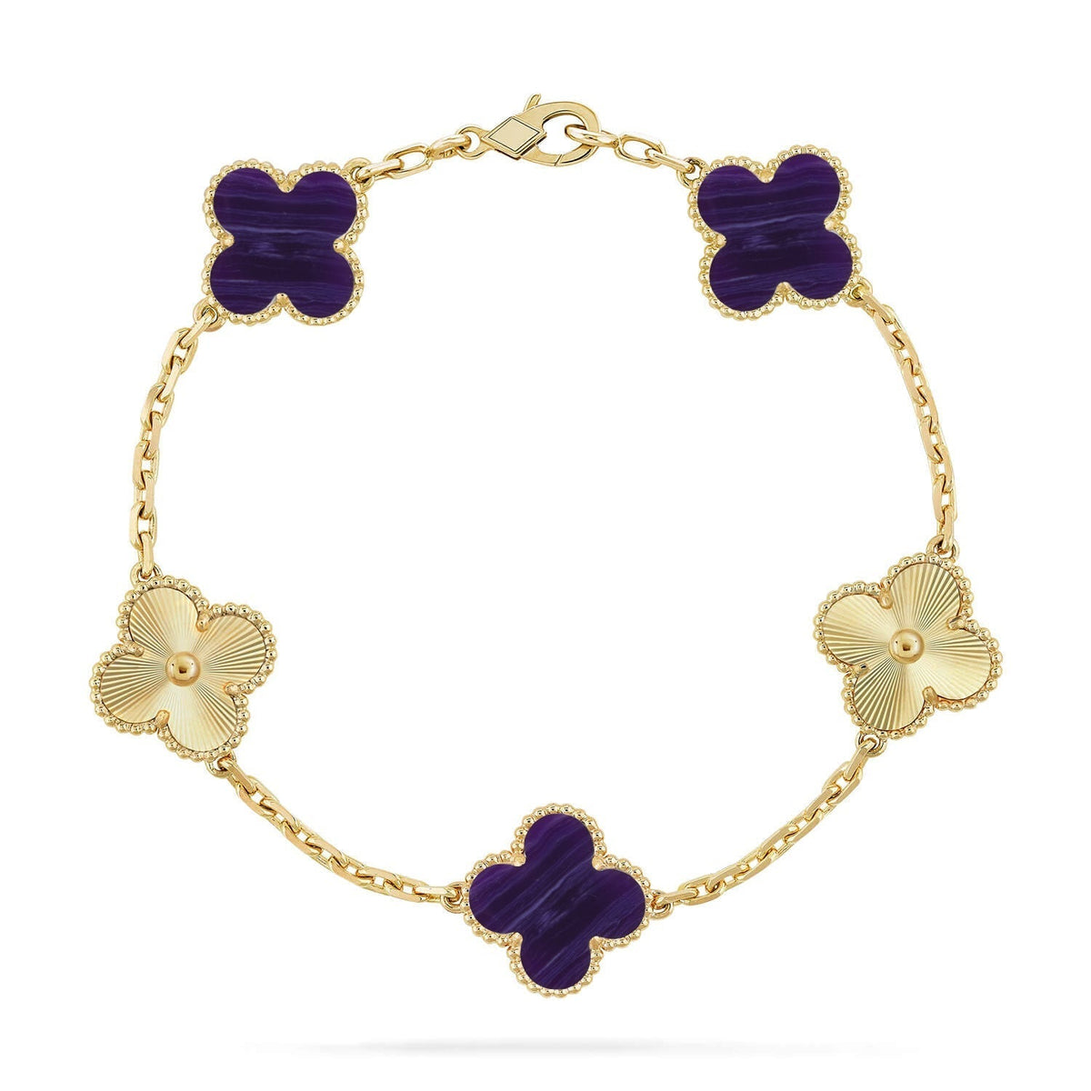 [⭐Sparkve]CLOVER 5 MOTIF PURPLE STRIPES BRACELET COLLECTION