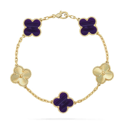[⭐Sparkve]CLOVER 5 MOTIF PURPLE STRIPES BRACELET COLLECTION