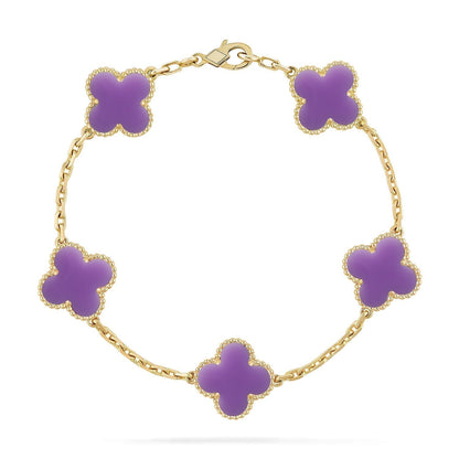 [⭐Sparkve]CLOVER 5 MOTIF LIGHT PURPLE BRACELET COLLECTION