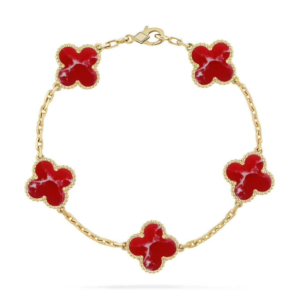 [⭐Sparkve]CLOVER 5 MOTIF RED PATTERN BRACELET COLLECTION