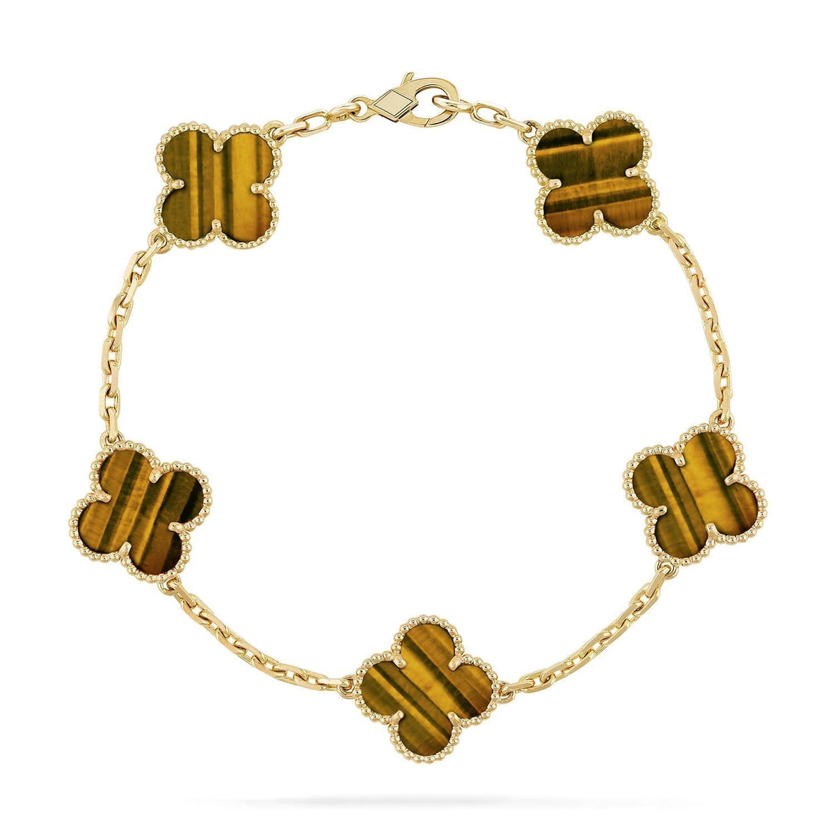 [⭐Sparkve] CLOVER 5 MOTIFS TIGER EYE BRACELET COLLECTION