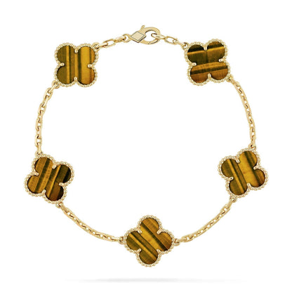 [⭐Sparkve] CLOVER 5 MOTIFS TIGER EYE BRACELET COLLECTION