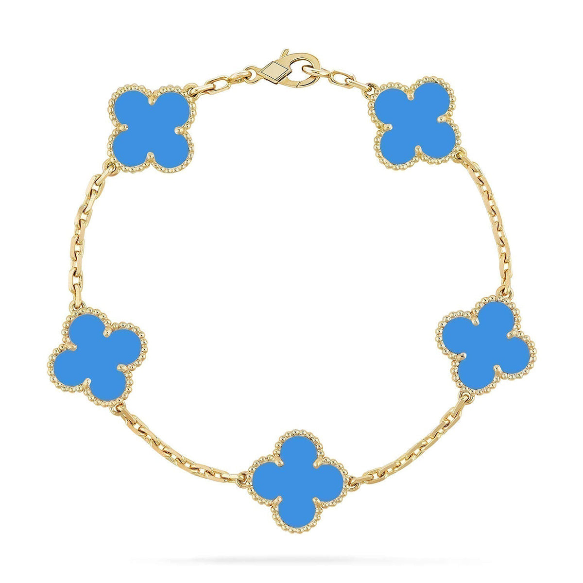 [⭐Sparkve] CLOVER 5 MOTIF BLUE AGATE BRACELET COLLECTION