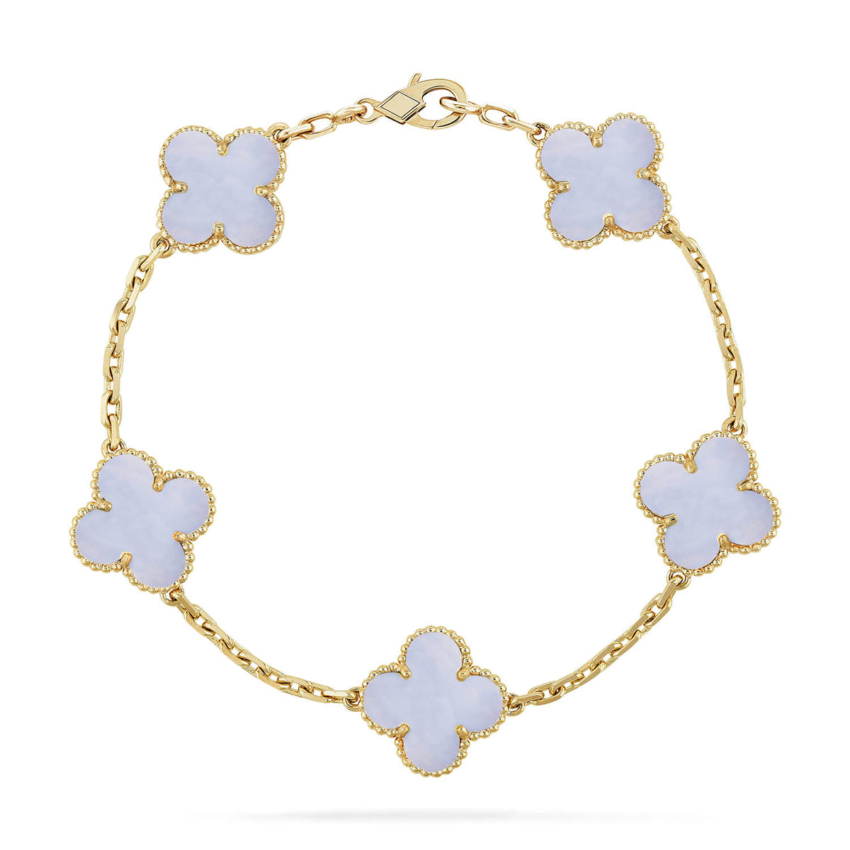 [⭐Sparkve] CLOVER 5 MOTIF PURPLE CHALCEDONY BRACELET COLLECTION