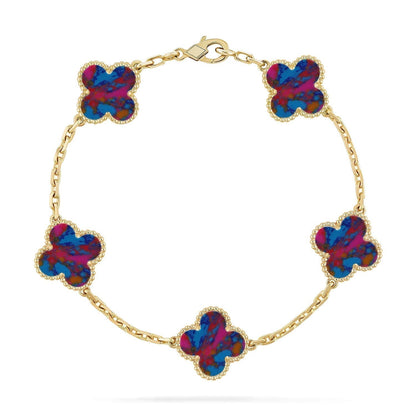 [⭐Sparkve]CLOVER 5 MOTIF COLOR GEMSTONES BRACELET COLLECTION
