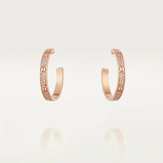 [⭐Sparkve]LOVE DIAMOND PINK GOLD HOOP EARRINGS