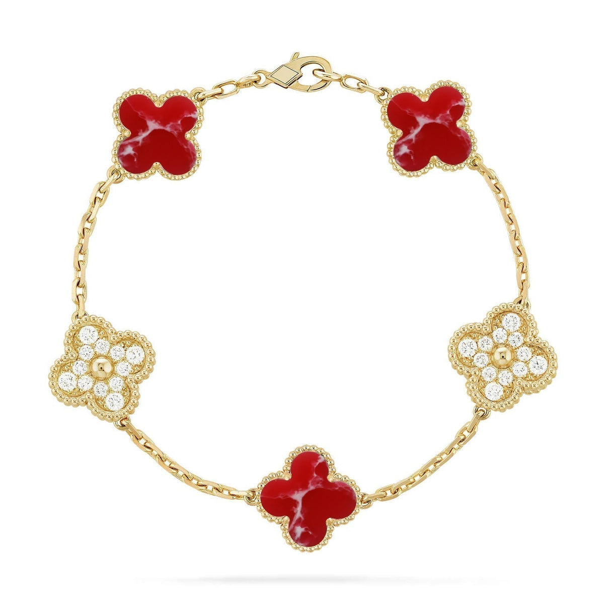 [⭐Sparkve]CLOVER 5 MOTIF RED PATTERN BRACELET COLLECTION