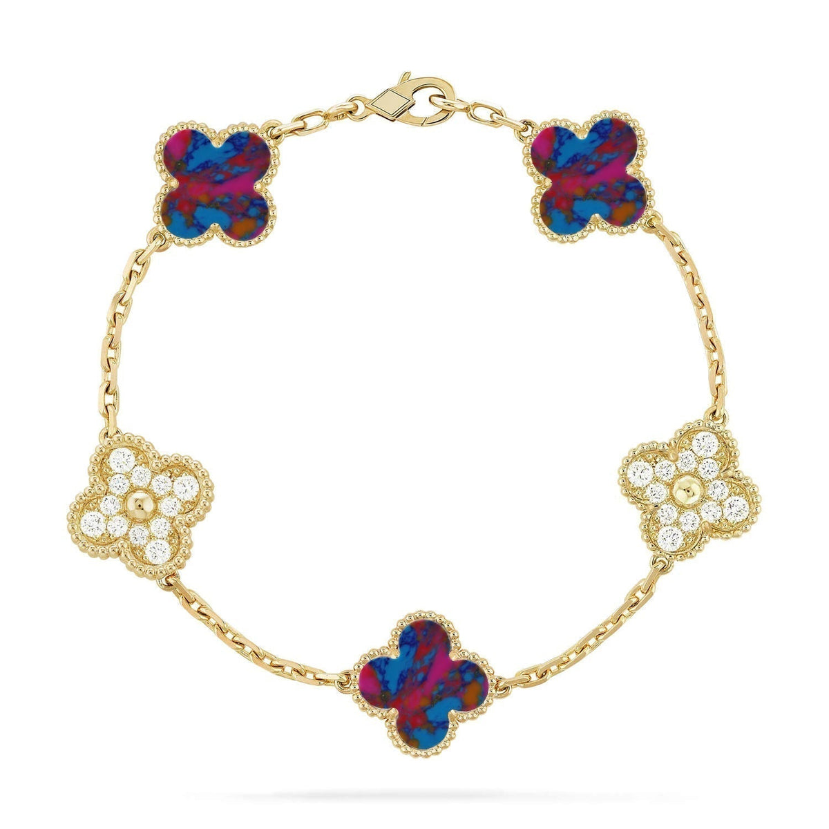 [⭐Sparkve]CLOVER 5 MOTIF COLOR GEMSTONES BRACELET COLLECTION