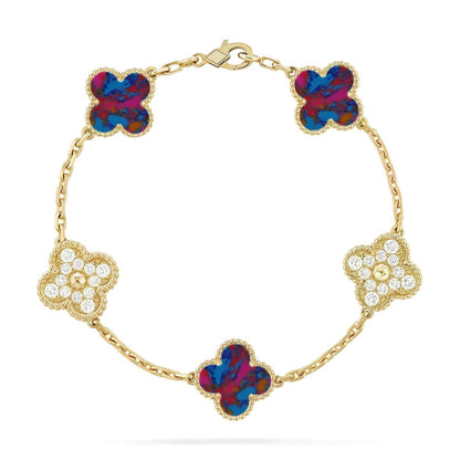 [⭐Sparkve]CLOVER 5 MOTIF COLOR GEMSTONES BRACELET COLLECTION