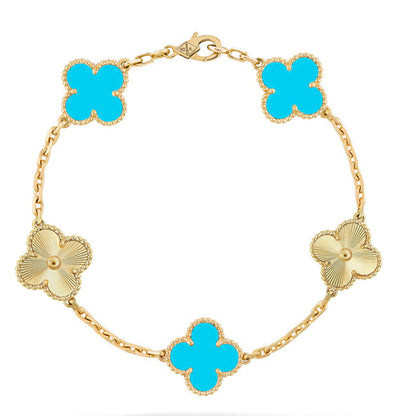 [⭐Sparkve] CLOVER 5 MOTIF TURQUOISE BRACELET COLLECTION