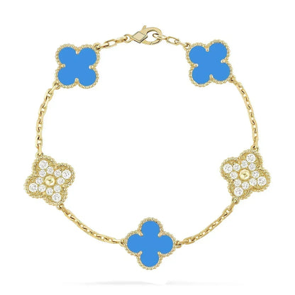 [⭐Sparkve] CLOVER 5 MOTIF BLUE AGATE BRACELET COLLECTION