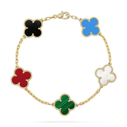 [⭐Sparkve]CLOVER 5 MOTIFS MULTICOLOR BRACELET