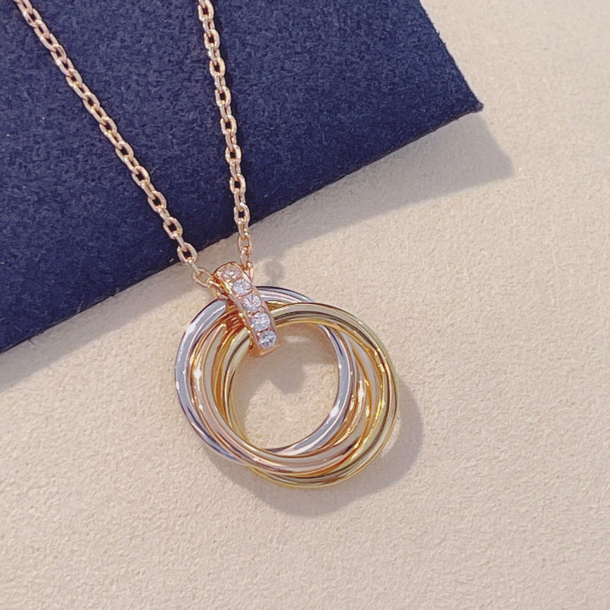 [⭐Sparkve]TRINITY NECKLACE GOLD  DIAMONDS