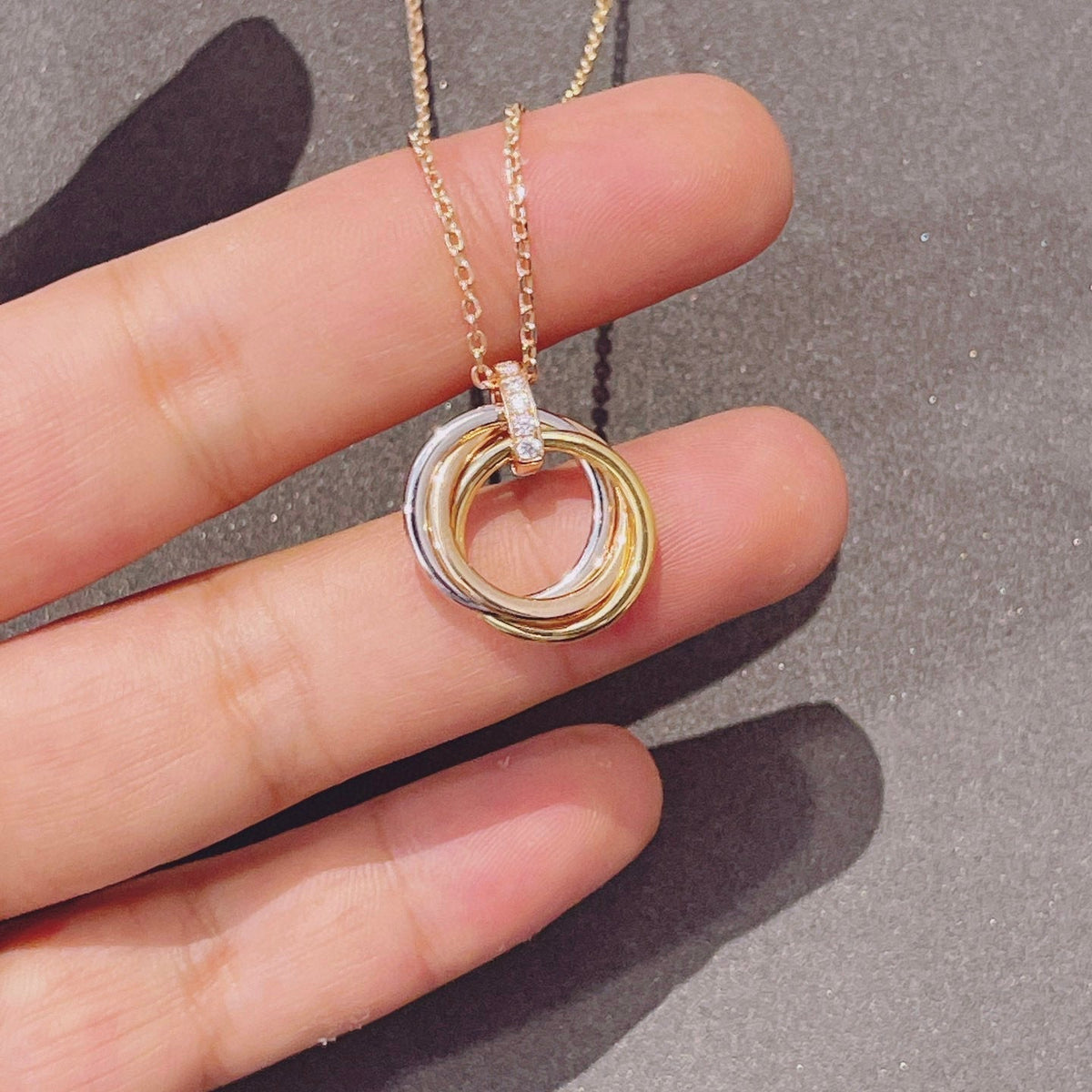 [⭐Sparkve]TRINITY NECKLACE GOLD  DIAMONDS