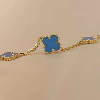 [⭐Sparkve] CLOVER 5 MOTIF BLUE AGATE BRACELET COLLECTION