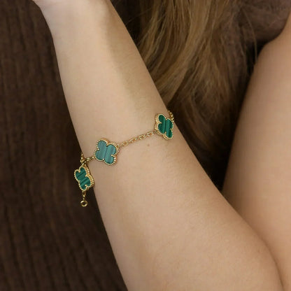 [⭐Sparkve] CLOVER 5 MOTIF MALACHITE BRACELET COLLECTION