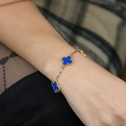 [⭐Sparkve] CLOVER 5 MOTIF BLUE AGATE BRACELET COLLECTION
