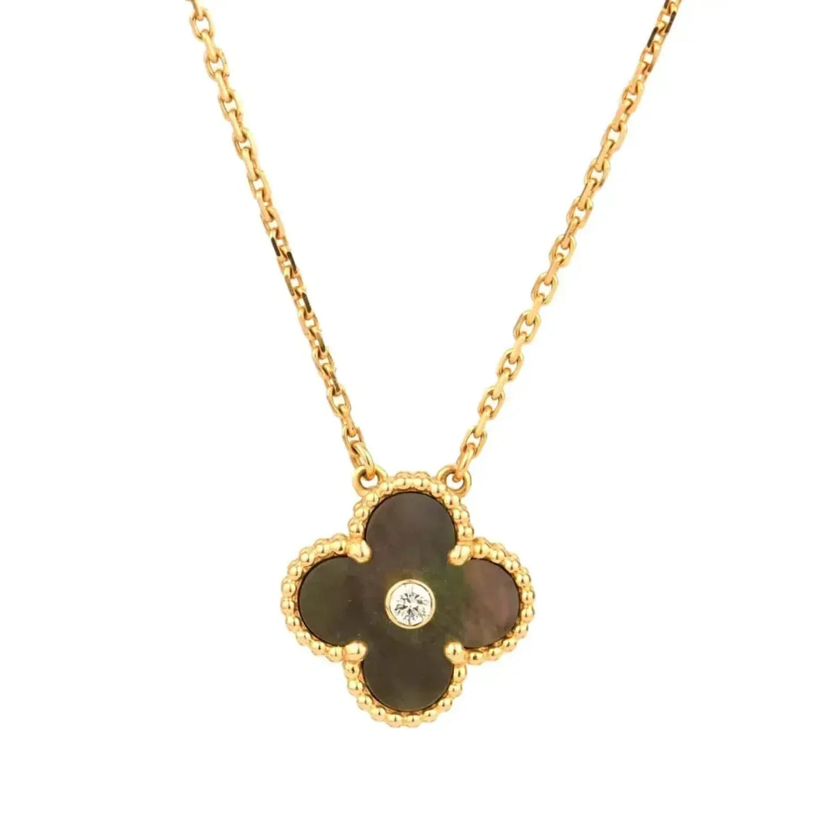 [⭐Sparkve]CLOVER 15MM DIAMOND AND MOTHER-OF-GREY NECKLACE