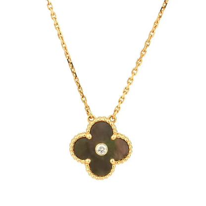 [⭐Sparkve]CLOVER 15MM DIAMOND AND MOTHER-OF-GREY NECKLACE