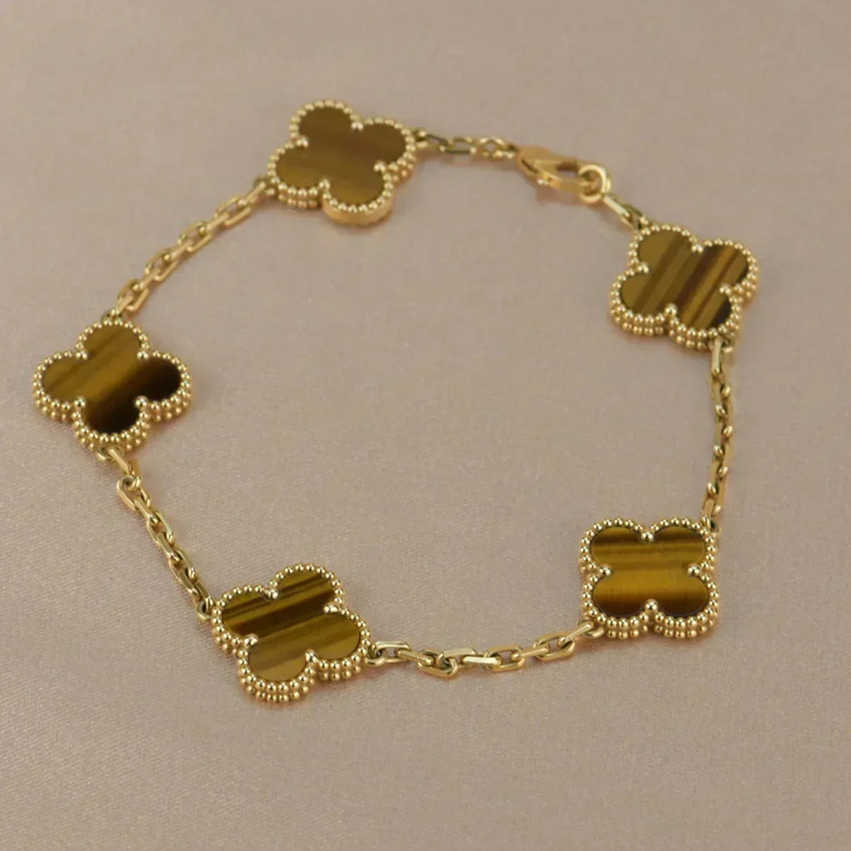 [⭐Sparkve] CLOVER 5 MOTIFS TIGER EYE BRACELET COLLECTION