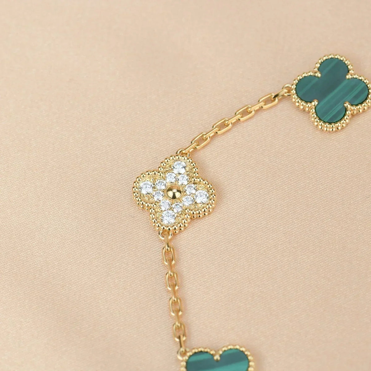 [⭐Sparkve] CLOVER 5 MOTIF MALACHITE BRACELET COLLECTION