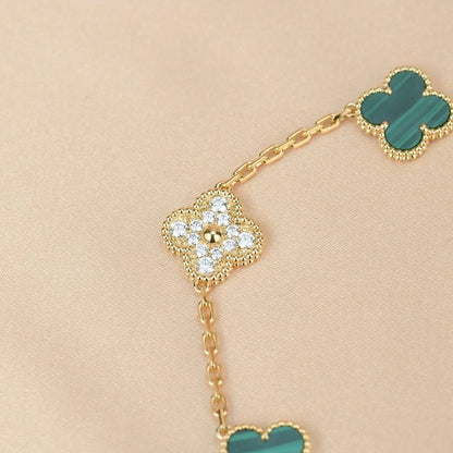 [⭐Sparkve] CLOVER 5 MOTIF MALACHITE BRACELET COLLECTION