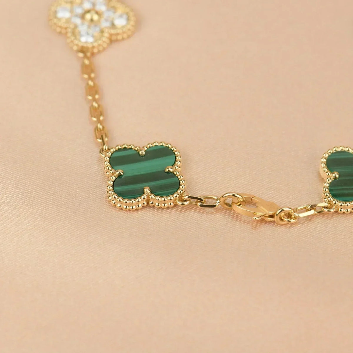 [⭐Sparkve] CLOVER 5 MOTIF MALACHITE BRACELET COLLECTION
