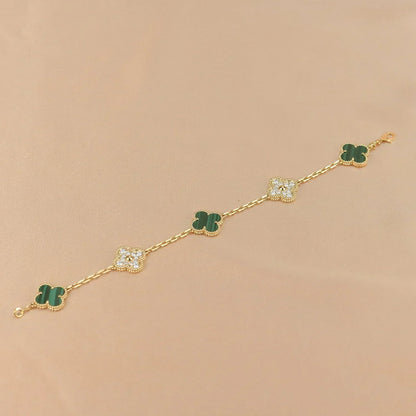 [⭐Sparkve] CLOVER 5 MOTIF MALACHITE BRACELET COLLECTION