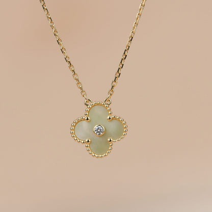 [⭐Sparkve]CLOVER 15MM DIAMOND GOLD MOTHER OF PEARL NECKLACE
