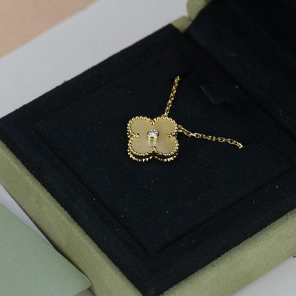 [⭐Sparkve]CLOVER 15MM DIAMOND GOLD MOTHER OF PEARL NECKLACE