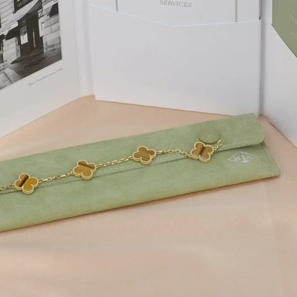 [⭐Sparkve] CLOVER 5 MOTIFS TIGER EYE BRACELET COLLECTION