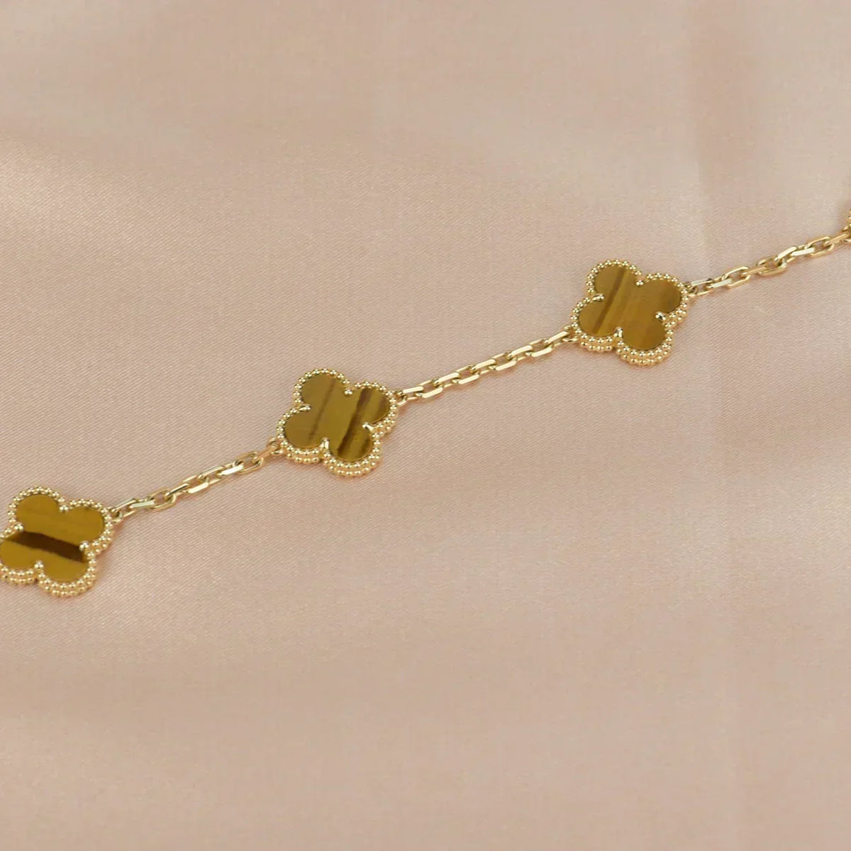 [⭐Sparkve] CLOVER 5 MOTIFS TIGER EYE BRACELET COLLECTION