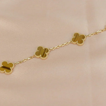 [⭐Sparkve] CLOVER 5 MOTIFS TIGER EYE BRACELET COLLECTION