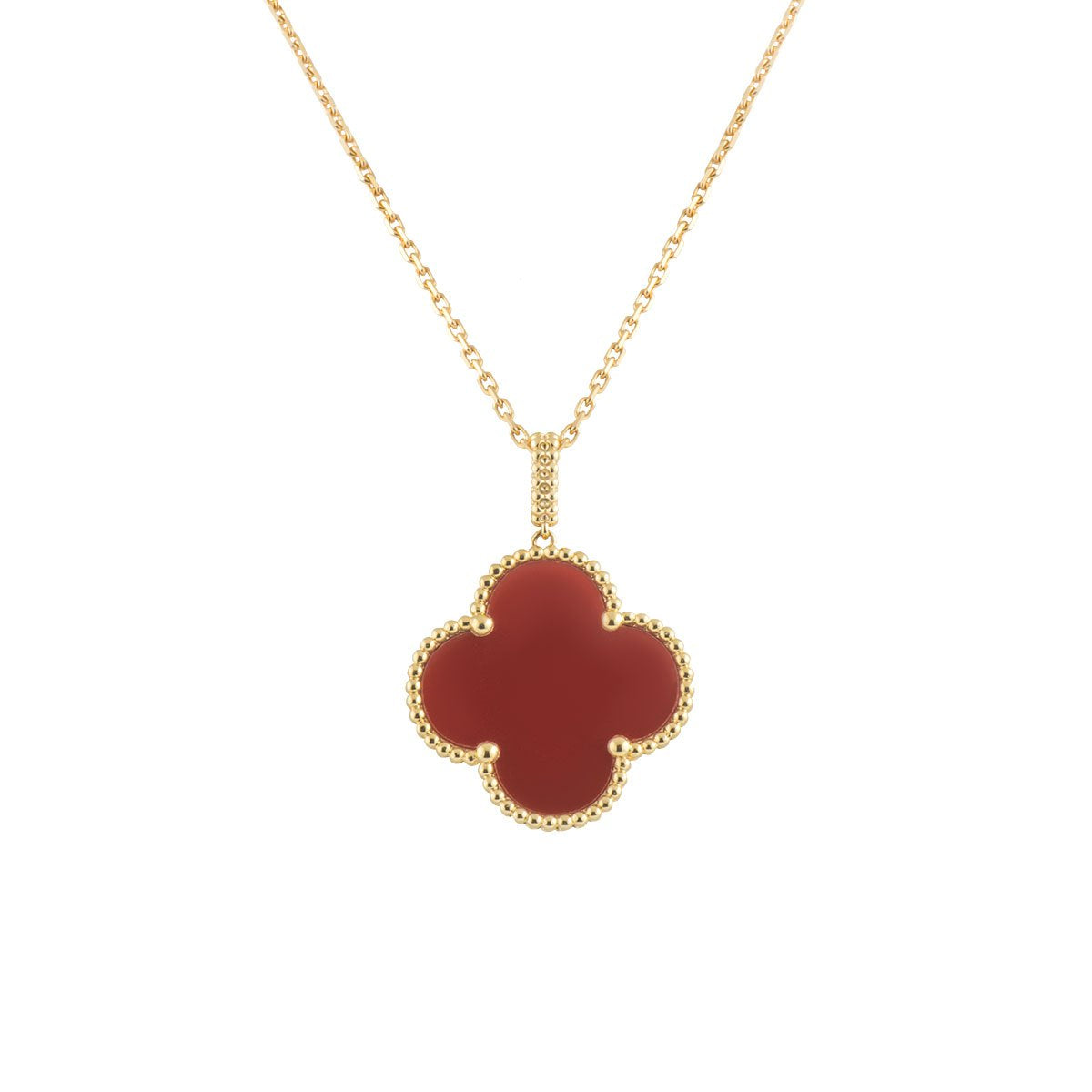 [⭐Sparkve]CLOVER 25MM NECKLACE GOLD CARNELIAN