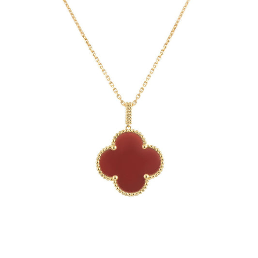[⭐Sparkve]CLOVER 25MM NECKLACE GOLD CARNELIAN