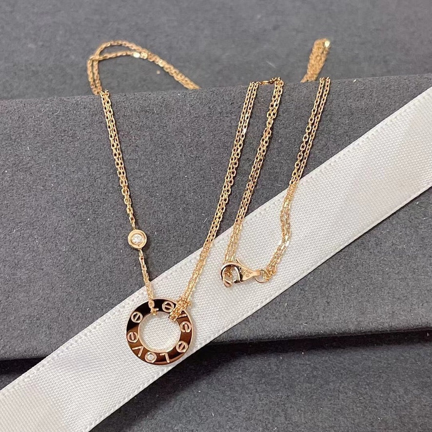 [⭐Sparkve]LOVE NECKLACE 16MM 2 DIAMONDS