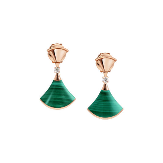 [⭐Sparkve]DREAM MALACHITE PINK GOLD EARRINGS