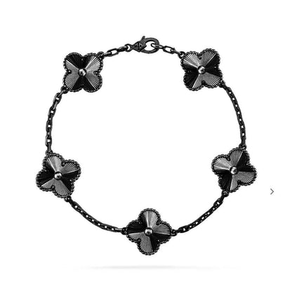 [⭐Sparkve]CLOVER 5 MOTIF BLACK BRACELET