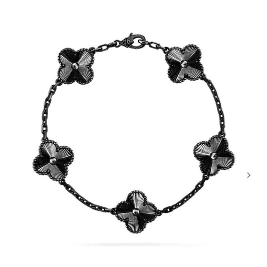 [⭐Sparkve]CLOVER 5 MOTIF BLACK BRACELET