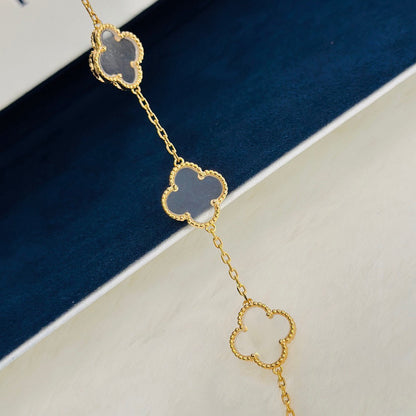 [⭐Sparkve]CLOVER 5 MOTIF ROCK CRYSTAL BRACELET