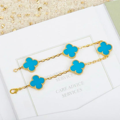 [⭐Sparkve] CLOVER 5 MOTIF TURQUOISE BRACELET COLLECTION