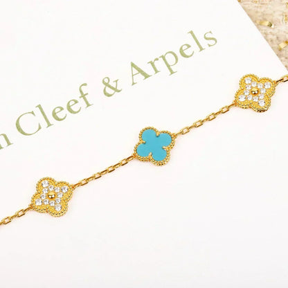 [⭐Sparkve] CLOVER 5 MOTIF TURQUOISE BRACELET COLLECTION
