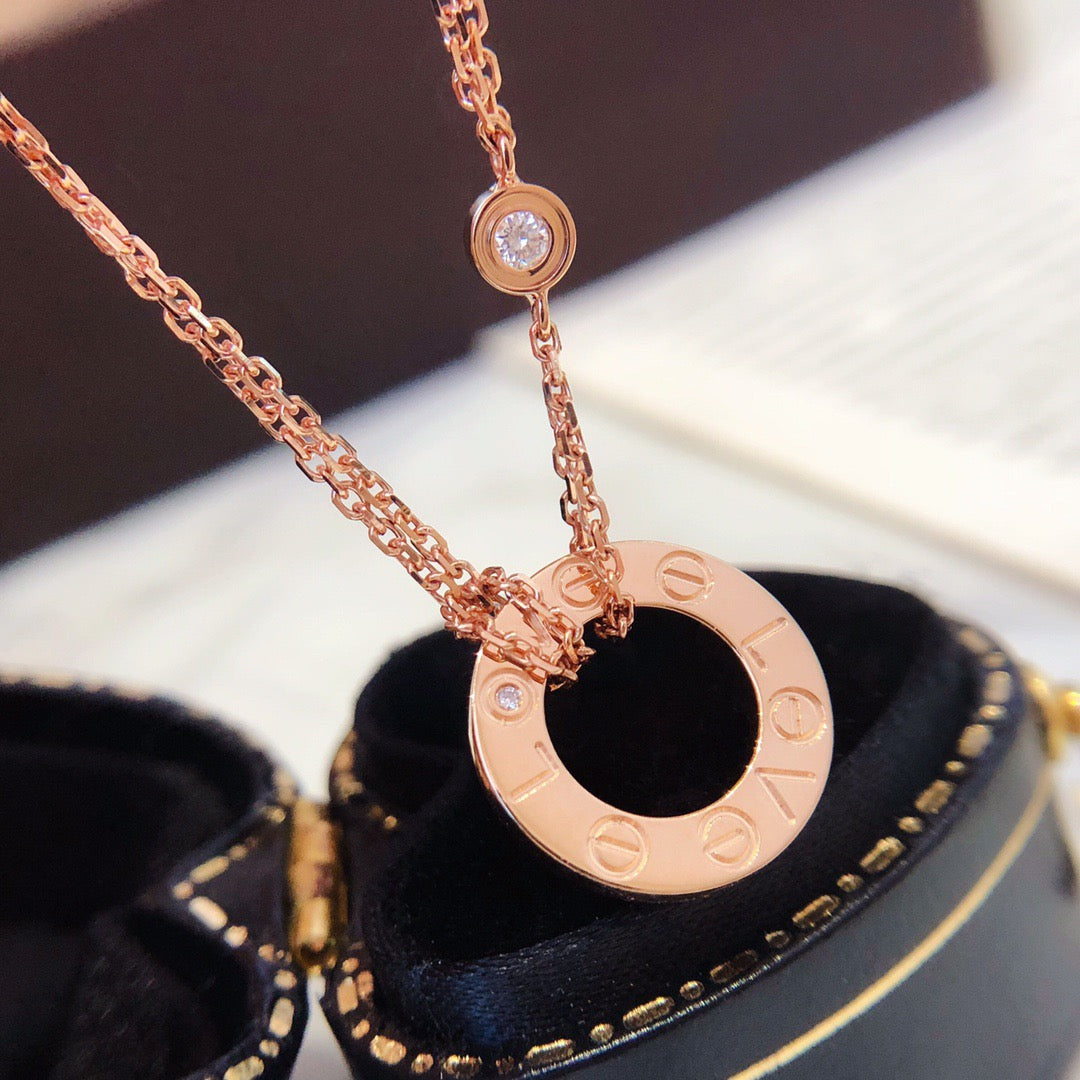 [⭐Sparkve]LOVE NECKLACE 16MM 2 DIAMONDS